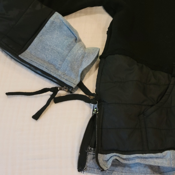 CAARA Distressed Denim and Black Sweatshirt with Zipper Accents - Picture 7 of 9